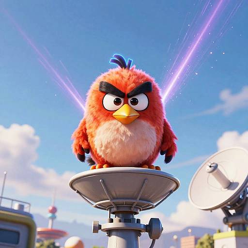 Angry Bird on Futuristic Satellite Tower