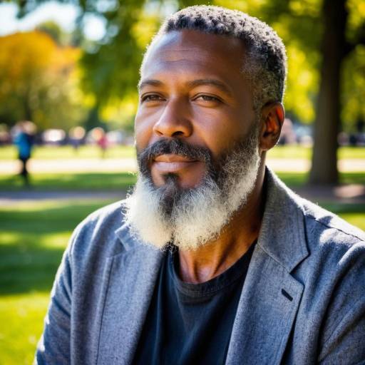 Mature Man with Gray Beard in Park