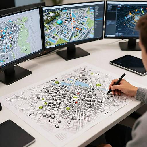 Futuristic Urban Map Design Workspace