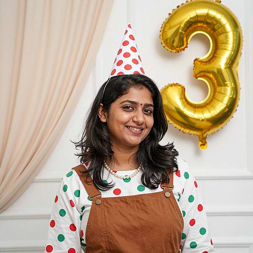 Festive Birthday Outfit Portrait of Woman