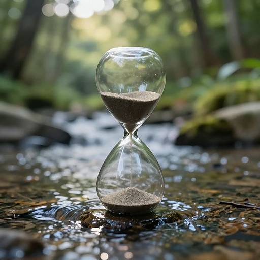 Serene Transparent Hourglass in Forest