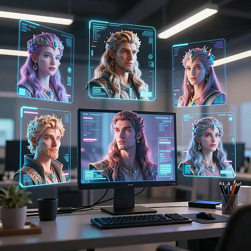 Futuristic AI Portrait Workspace