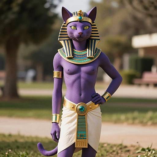 Realistic Anthro Cat in Egyptian Park