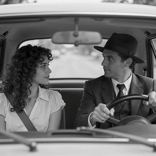 Classic Black-and-White Car Portrait