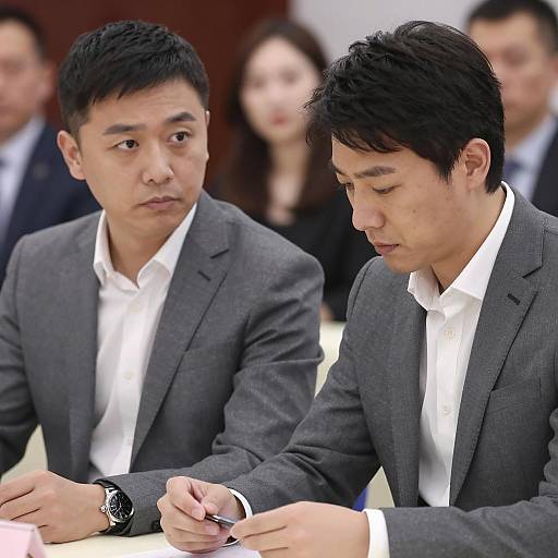 Two Asian men in business suits at meeting