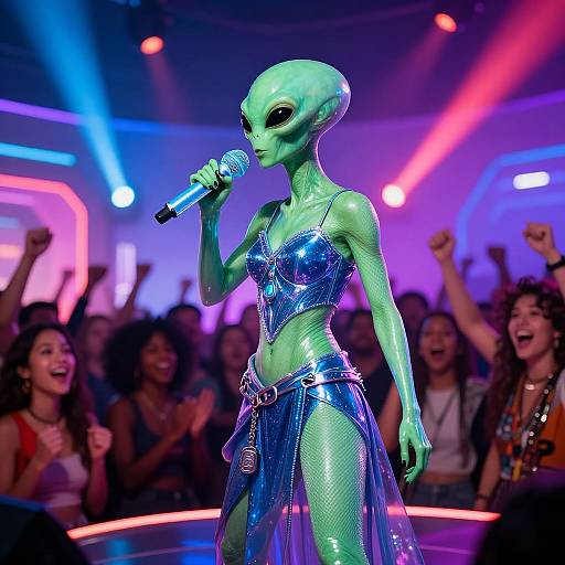 Madonna Alien on Futuristic Stage