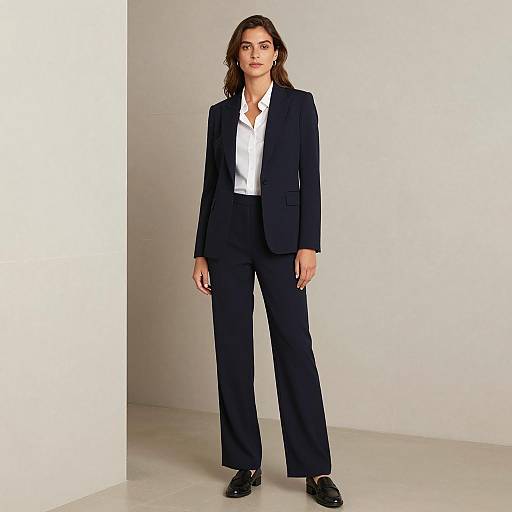Professional Woman in Dark Blue Business Suit