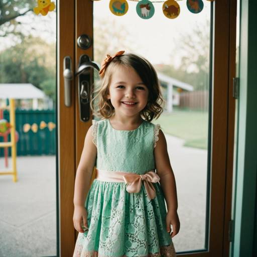 Smiling Toddler Girl in Mint Lace Dress