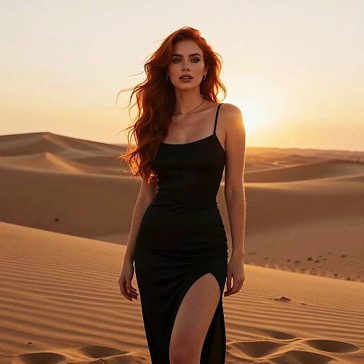 Confident Woman in Desert Sunset