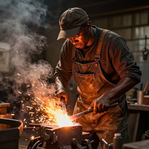 Cyberpunk Blacksmith Forging Artistry