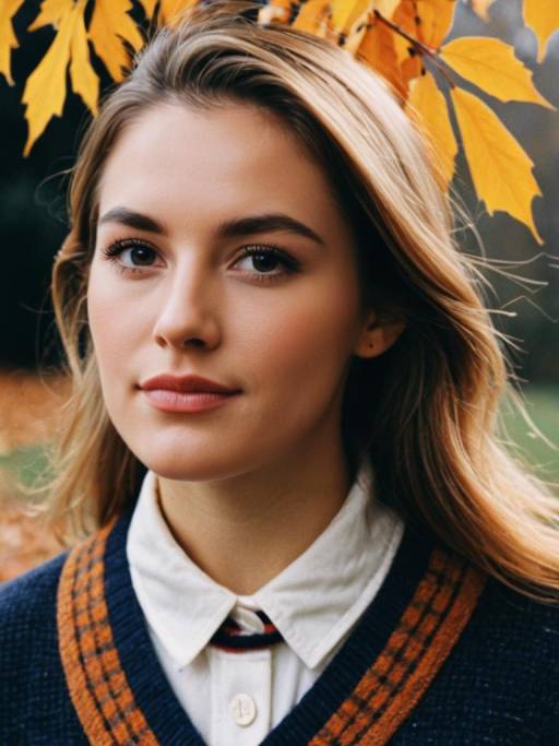 Woman in Preppy Fall Outfit Close-up