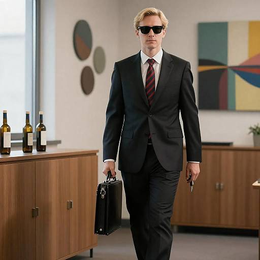 Stylish Office Encounter with Briefcase