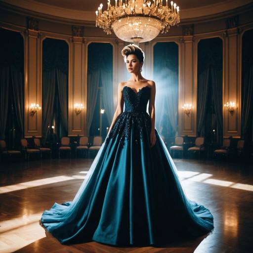 Elegant Woman with Pompadour Fade in Ballroom