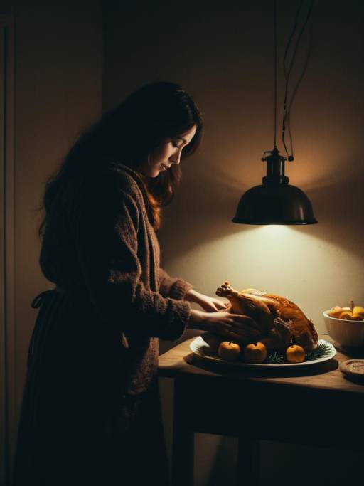 Woman Preparing Thanksgiving Turkey