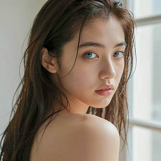 Young Woman with Wet Hair Looking Over Shoulder