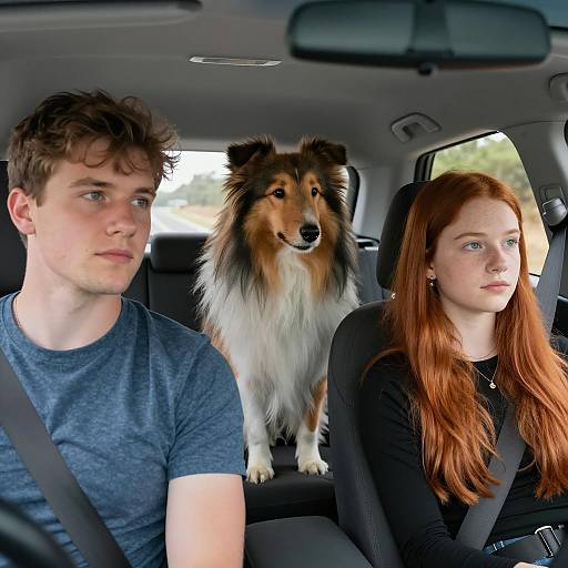 Cozy Car Interior with Friends and Dog