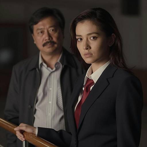 Nighttime Encounter: Intense Characters in Focus