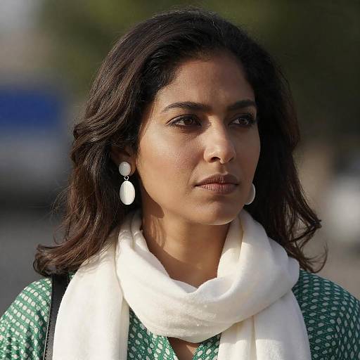 Backlit Woman in Green Patterned Top