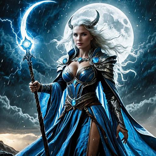 Arcane Tempest Mage with Crescent Moon Staff