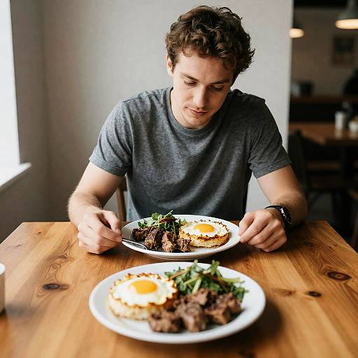 Man Enjoying Casual Lunch