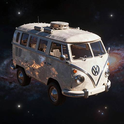 Cubic Space Asteroid Harbor with VW Bus
