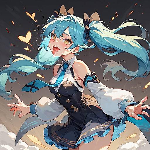 Ahegao Girl Floating in Graveyard