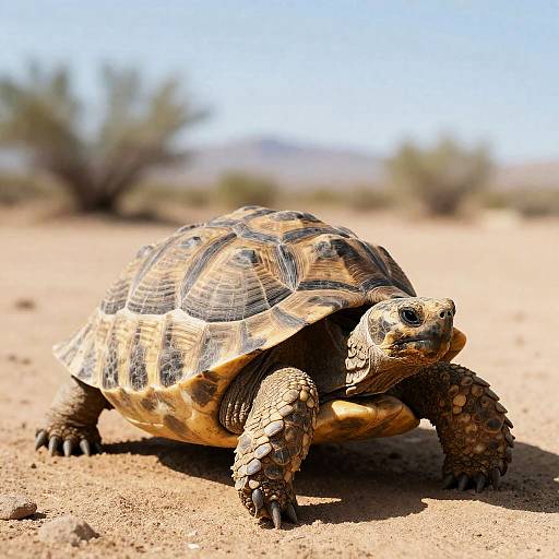 Desert Tortoise on Arid Plain