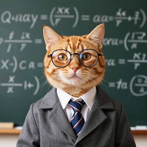 Professor Orange Cat Teaching Equations