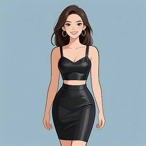 Edgy Woman in Stylish Leather Outfit