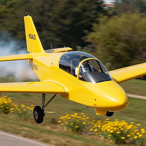 Futuristic Yellow Aircraft in Flight