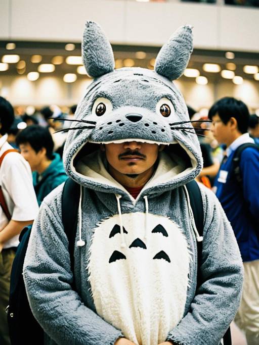 Man Wearing Totoro Hoodie at Anime Convention
