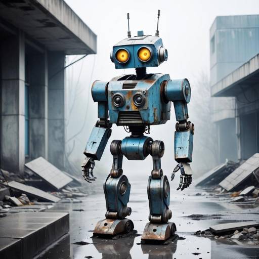 Futuristic Robot in a Weathered Landscape