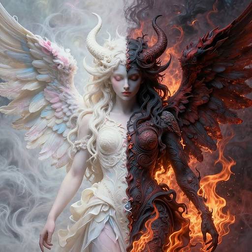 Surreal Half Angel Half Demon Portrait