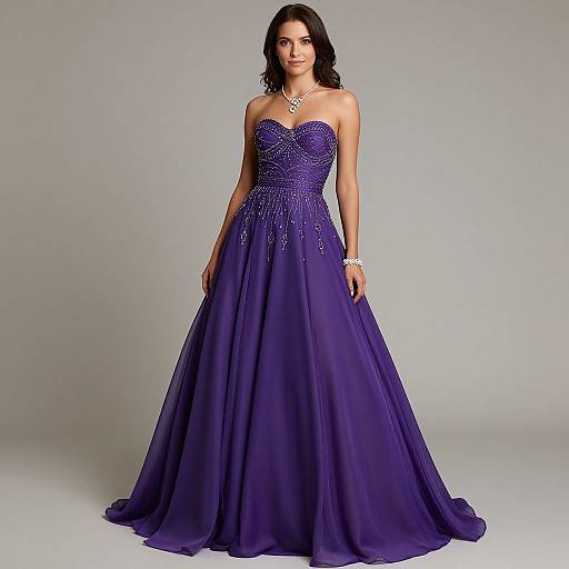 Elegant Woman in Purple Ball Gown