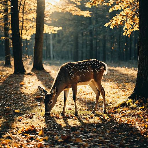 Serene Autumn Deer in Golden Light