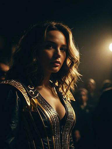 Cinematic Energetic Pop Star Performance Portrait