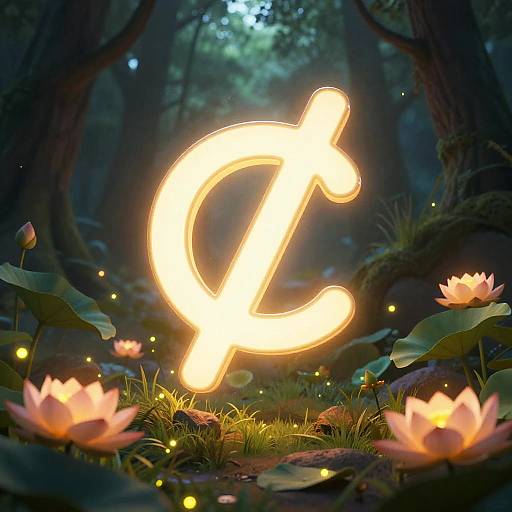 Glowing Dao Symbol in Mystical Forest