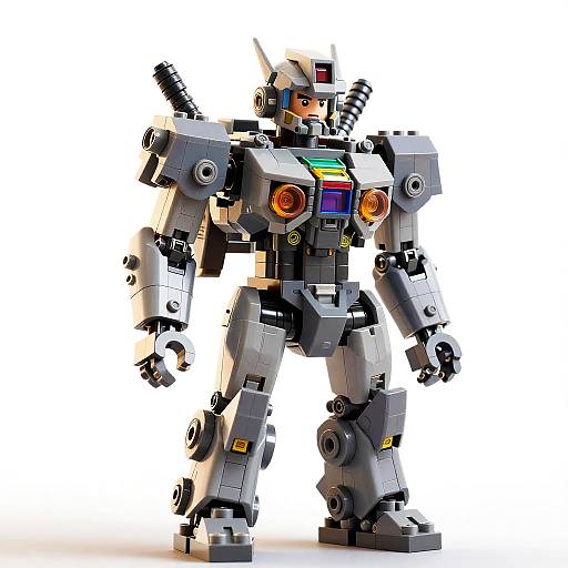 Detailed LEGO Mecha Robot with Helmet