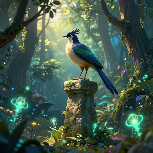 Majestic Sirves Bird in Enchanted Forest