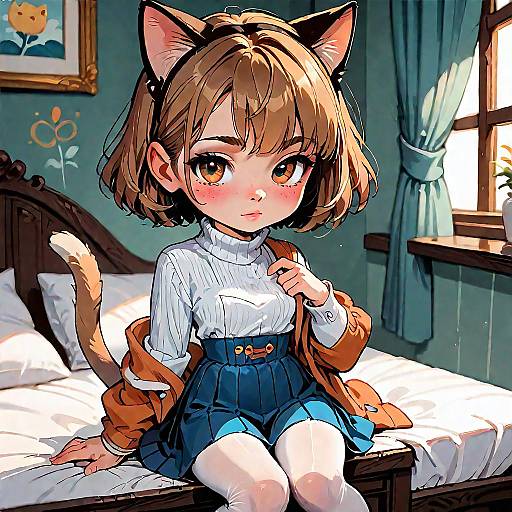 Chibi Necoarc Cat Girl Indoors