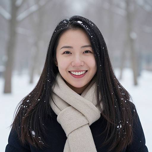 Smiling Woman Portrait in Snow
