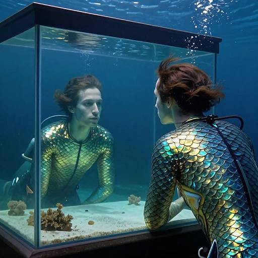 Surreal Underwater Diver Reflection