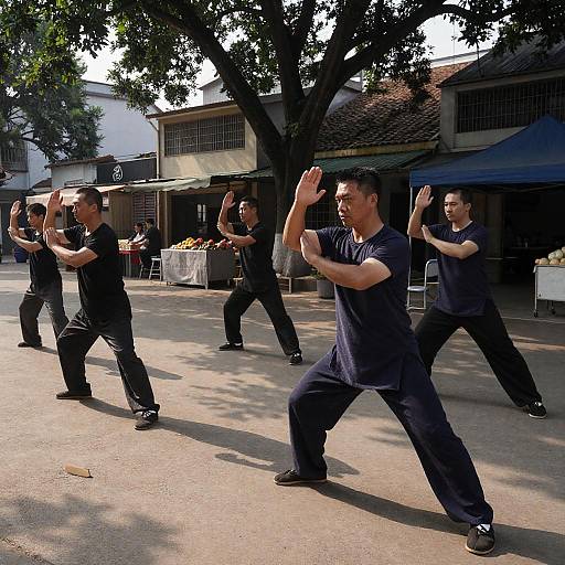 Street Martial Arts Drill in Sunlight