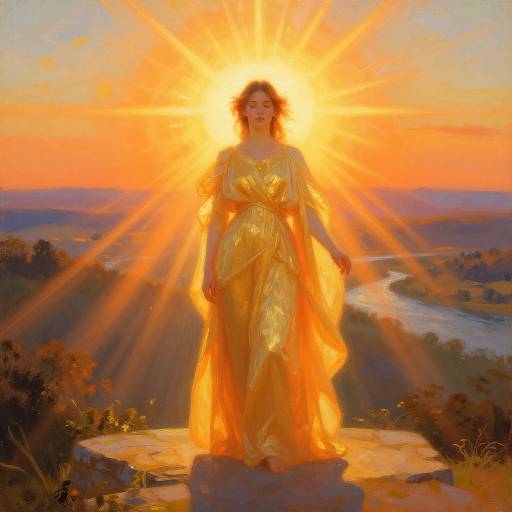 Impressionist Figure with Radiant Sun Halo