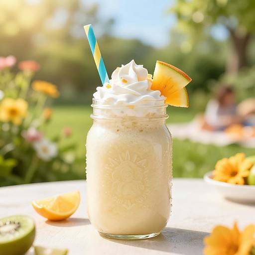 Refreshing Batido in Summer Garden