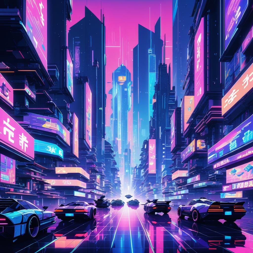 Futuristic Cityscape in Pixel Art Style