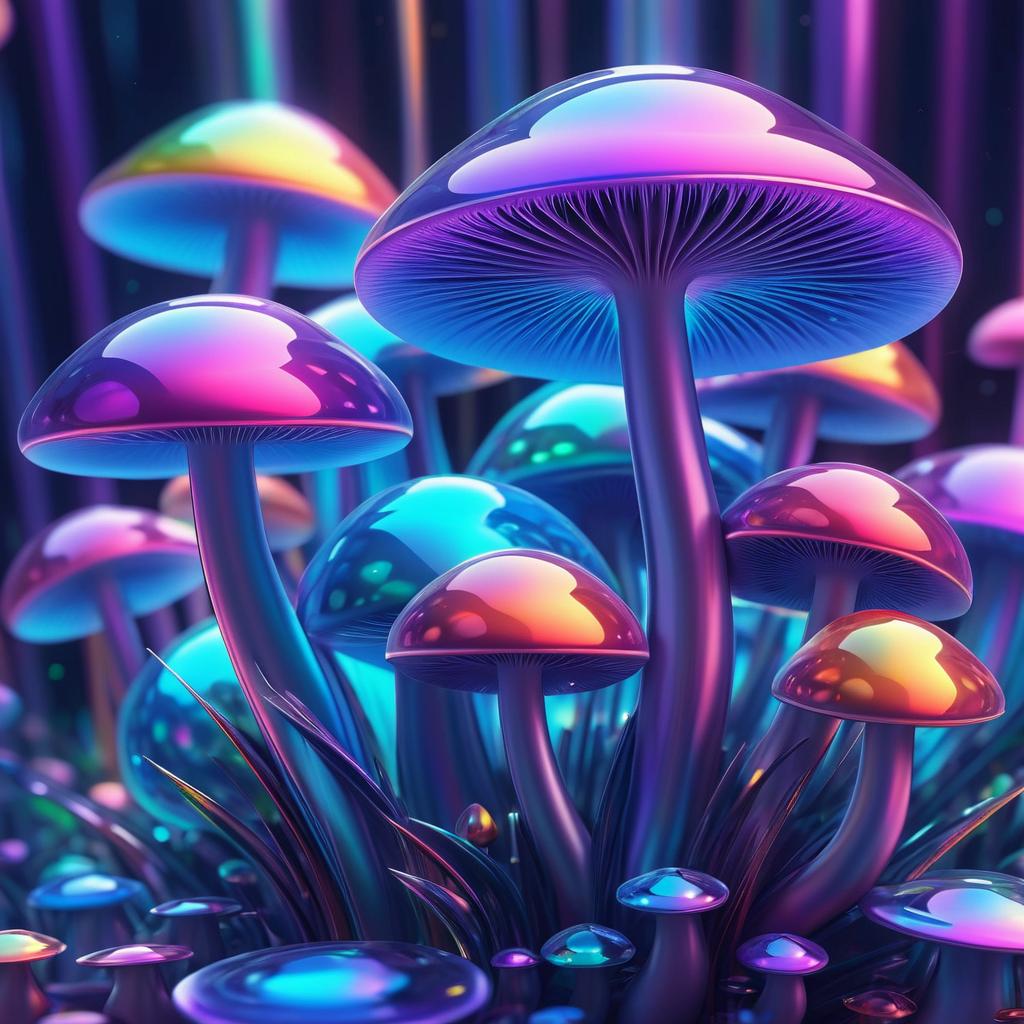 Colorful Mystical Mushrooms in Digital Art