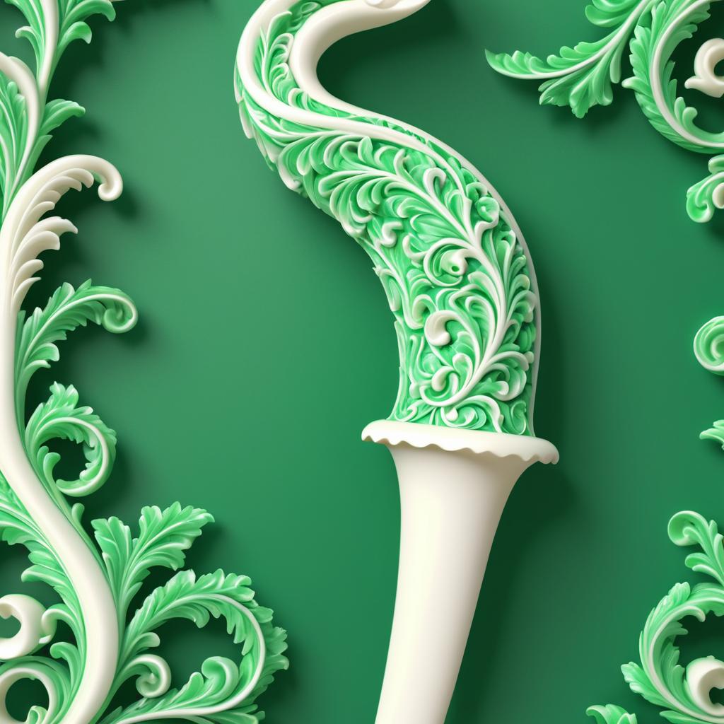 Ornate Baroque Unicorn Horn 3D Render