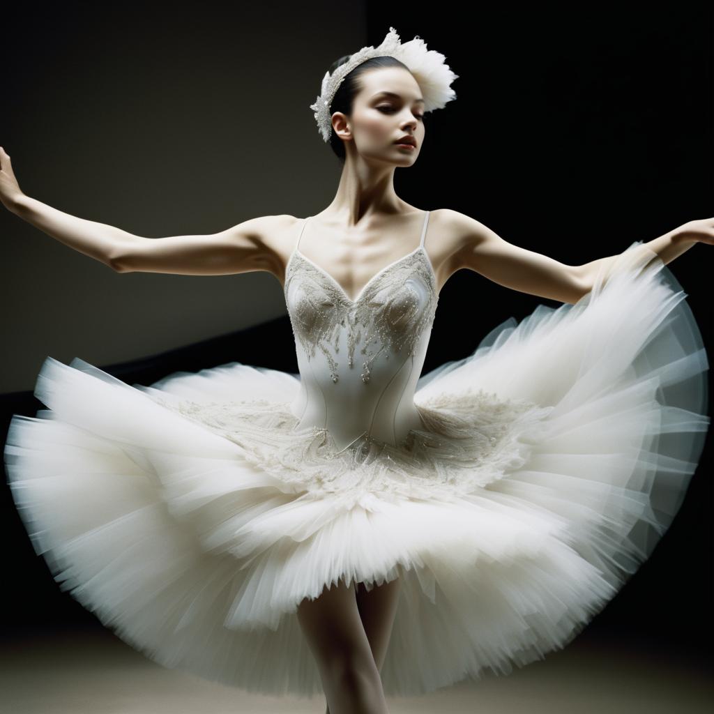 Elegant Ballerina Portrait in Film Style