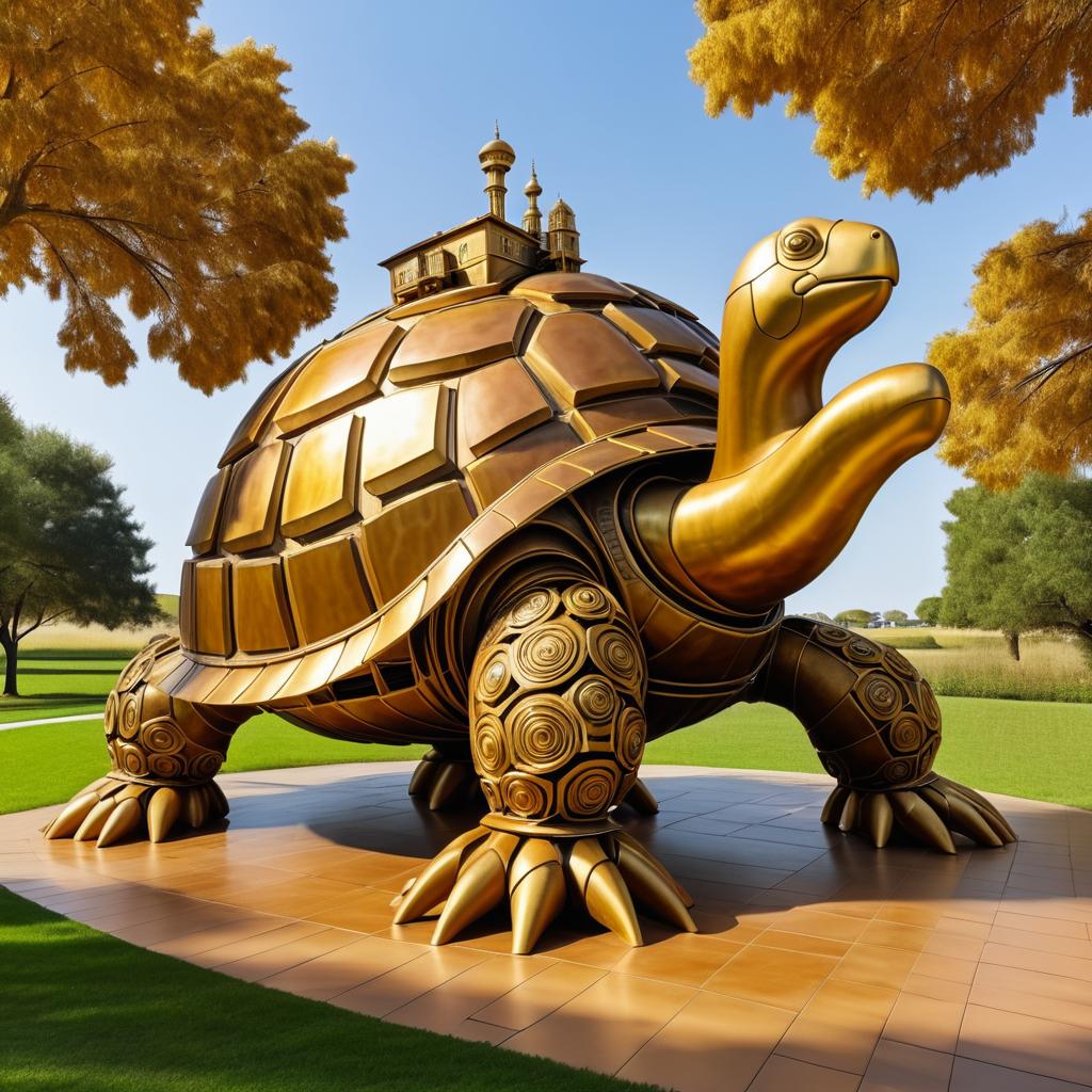 Giant Turtle Statue Composing Music